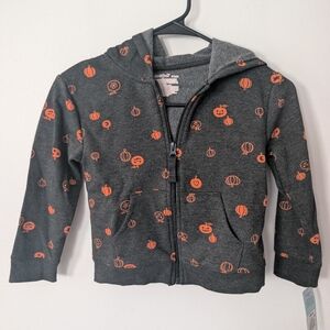 Cat & Jack Girls Halloween‎ Pumpkin Fleece Jacket Size XS NWT